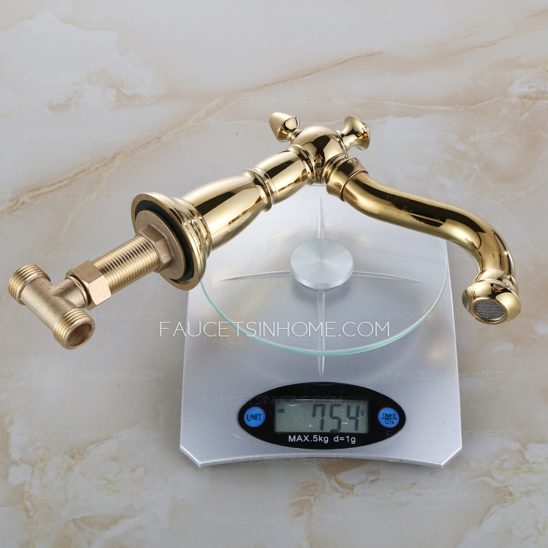 Popular Polished Brass Three Holes Rotatable Bathroom Faucets