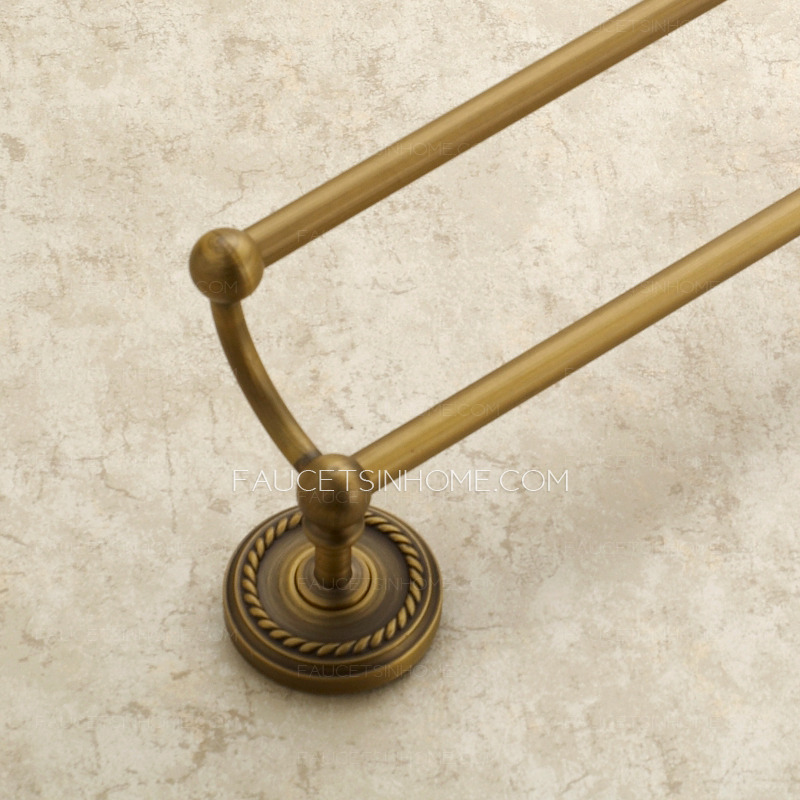 Chic Antique Brass Double Towel Bars For Bathroom