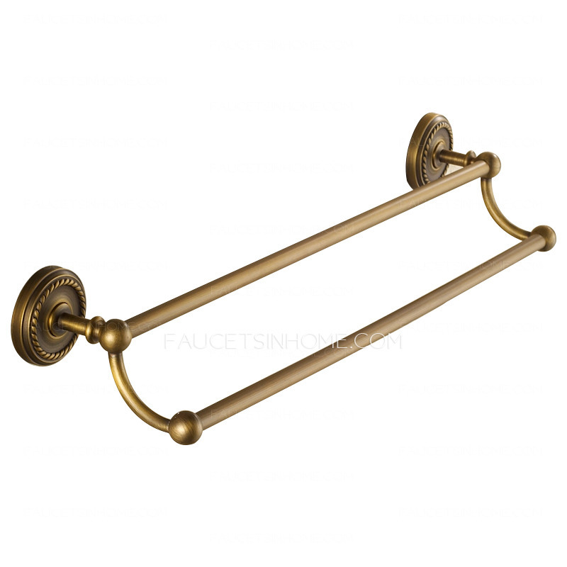 Chic Antique Brass Double Towel Bars For Bathroom