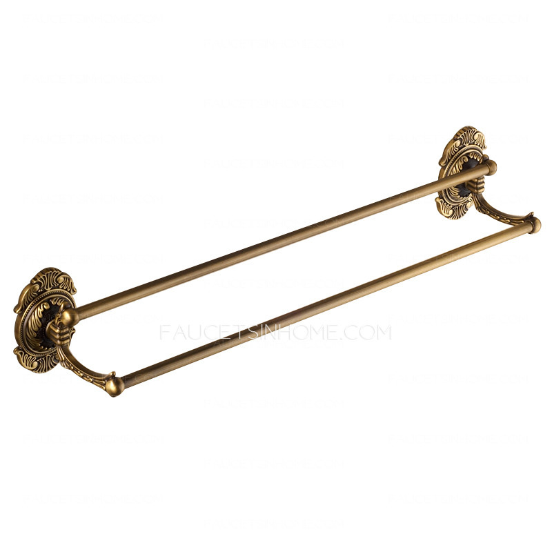Antique Brass Carving Double Towel Bars For Bathroom