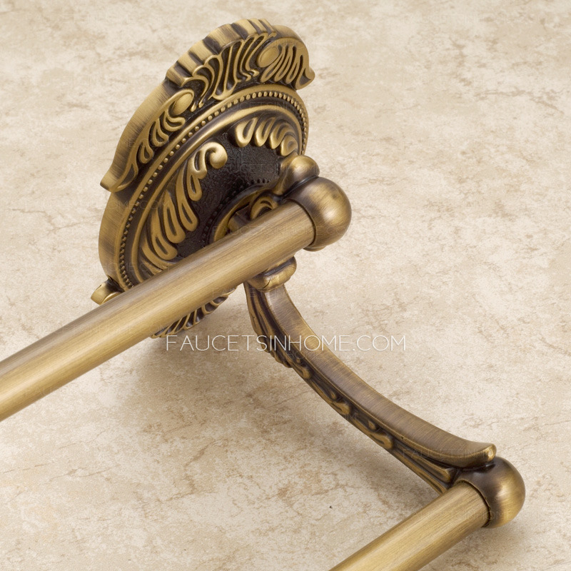 Antique Brass Carving Double Towel Bars For Bathroom