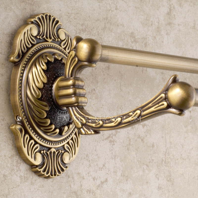 Antique Brass Carving Double Towel Bars For Bathroom