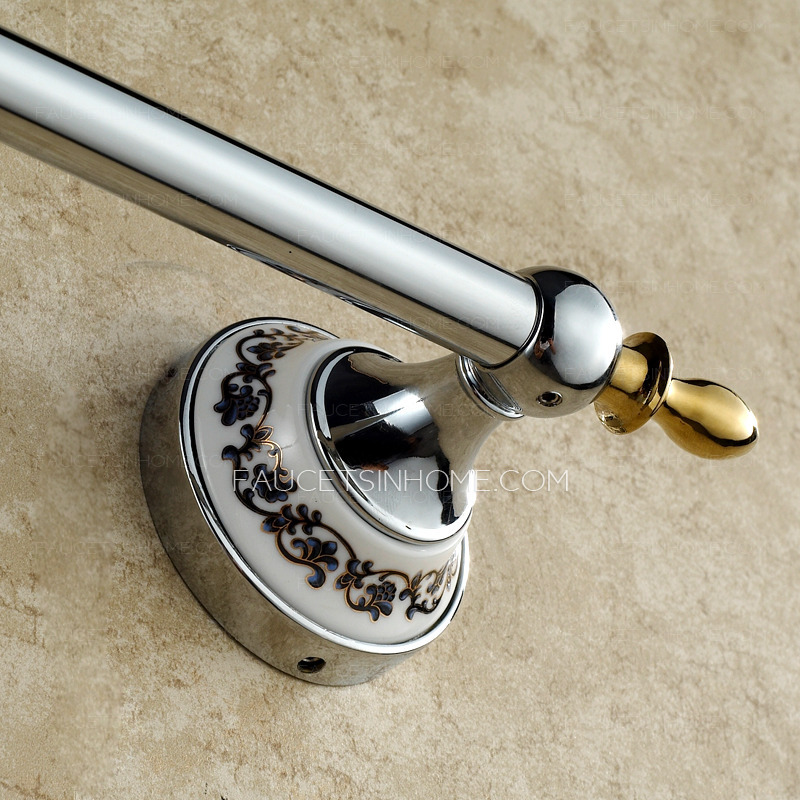 Modern Silver Single Porcelain Towel Bars For Bathroom