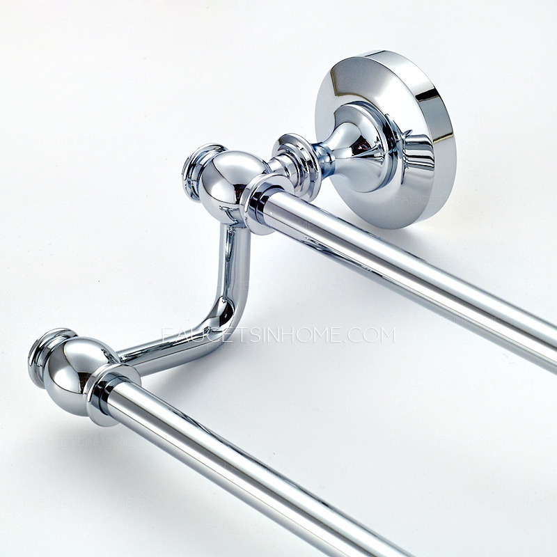 Modern Chrome Bathroom Double Towel Bars Wall Mount