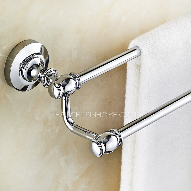 Modern Chrome Bathroom Double Towel Bars Wall Mount