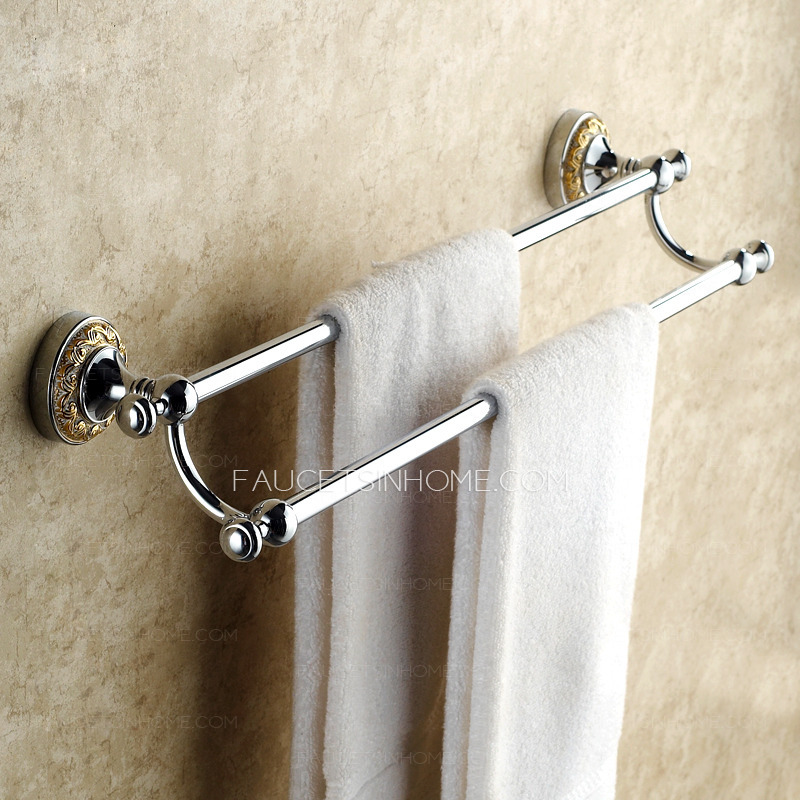 Victorian Style Silver Double Towel Bars For Bathroom