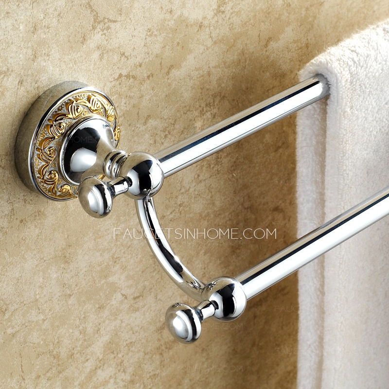 Victorian Style Silver Double Towel Bars For Bathroom