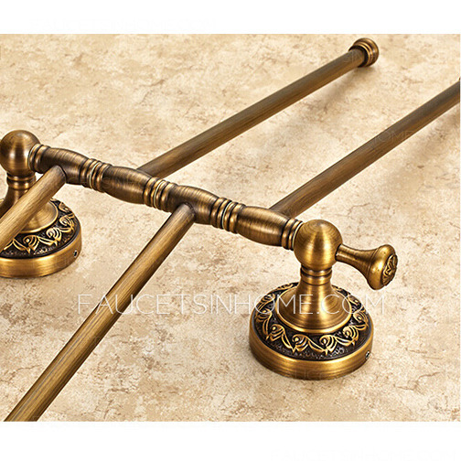 Antique Brass 4 Bars Carving Rotatable Towel Rack