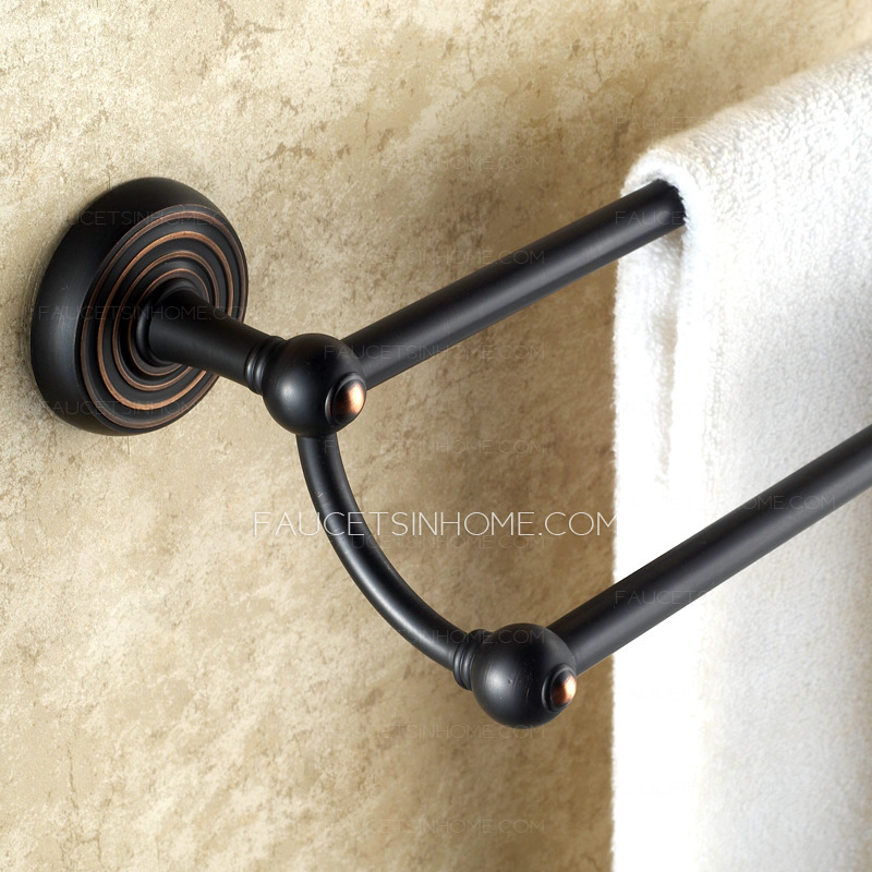 Vintage Oil Rubbed Bronze Black Double Towel Bars For Bathroom