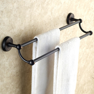 Vintage Oil Rubbed Bronze Black Double Towel Bars For Bathroom