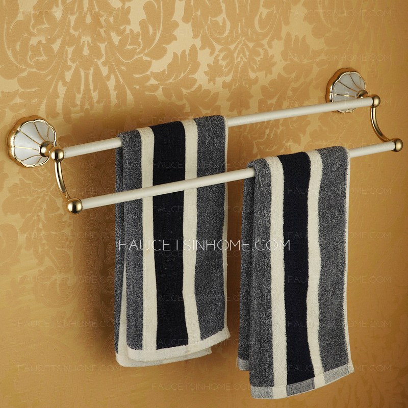 Double Brass Towel Bars With White Painting/Polished Brass