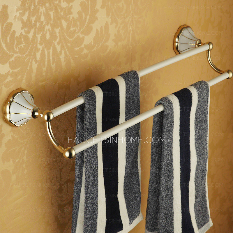 Double Brass Towel Bars With White Painting/Polished Brass