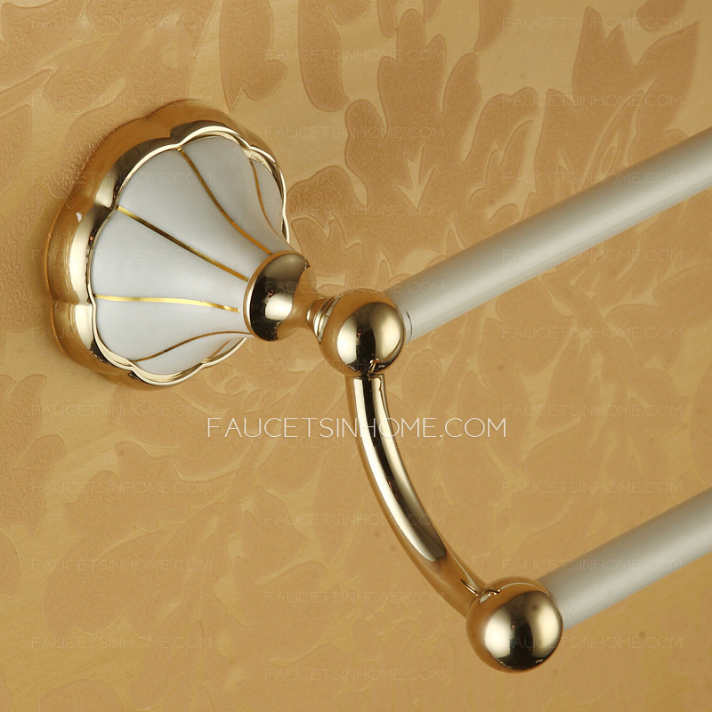 Double Brass Towel Bars With White Painting/Polished Brass
