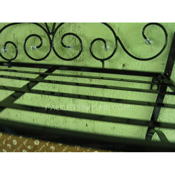 Black Rustic Wrought Iron Bathroom Shelves Hotel Towel Bars