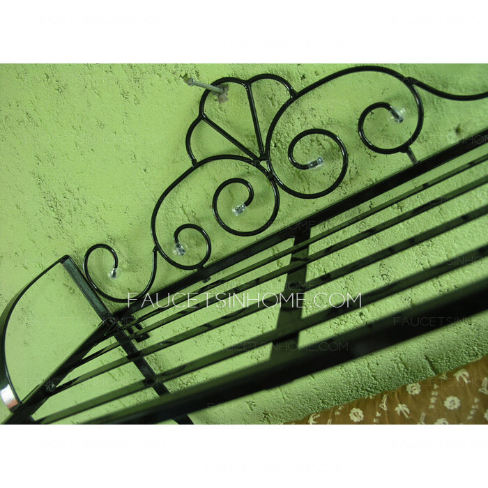 Black Rustic Wrought Iron Bathroom Shelves Hotel Towel Bars