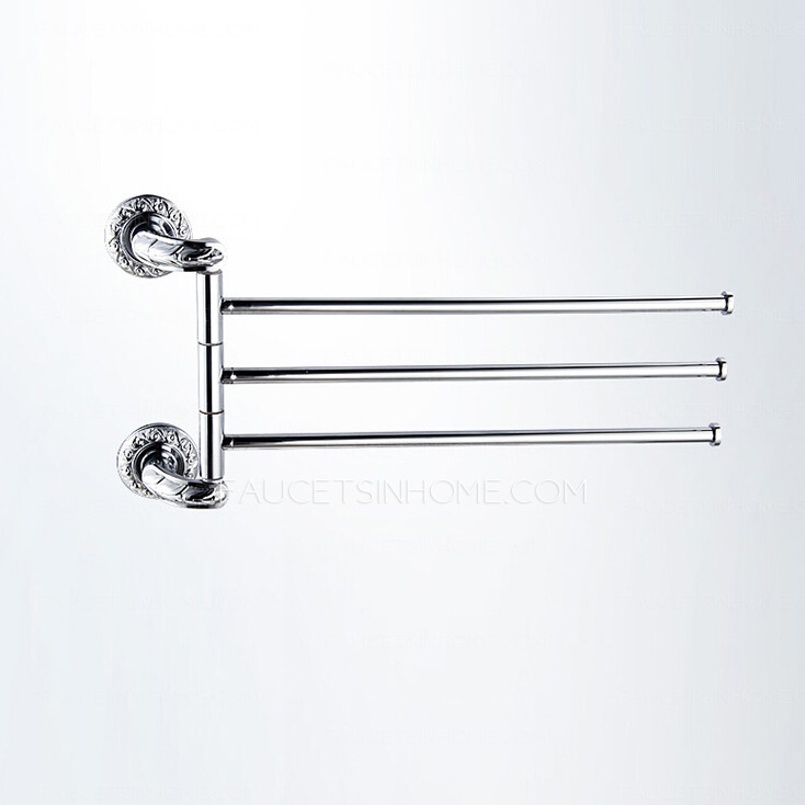 Designer Brass Chrome Three Bars Rotatable Towel Rack Bars