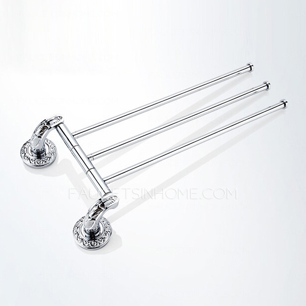 Designer Brass Chrome Three Bars Rotatable Towel Rack Bars