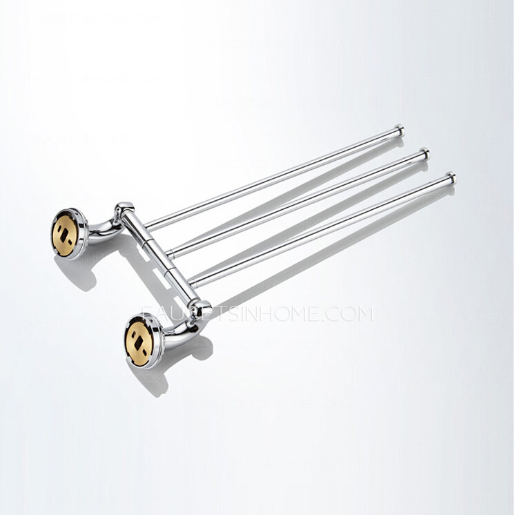 Designer Brass Chrome Three Bars Rotatable Towel Rack Bars