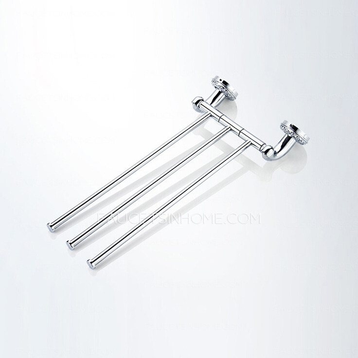 Designer Brass Chrome Three Bars Rotatable Towel Rack Bars