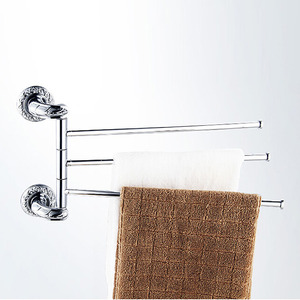 Designer Brass Chrome Three Bars Rotatable Towel Rack Bars