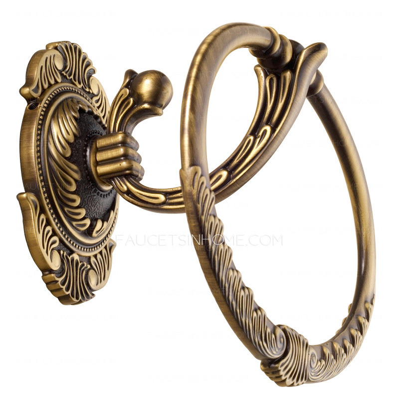 Vintage Carving Antique Brass Country Style Towel Rings