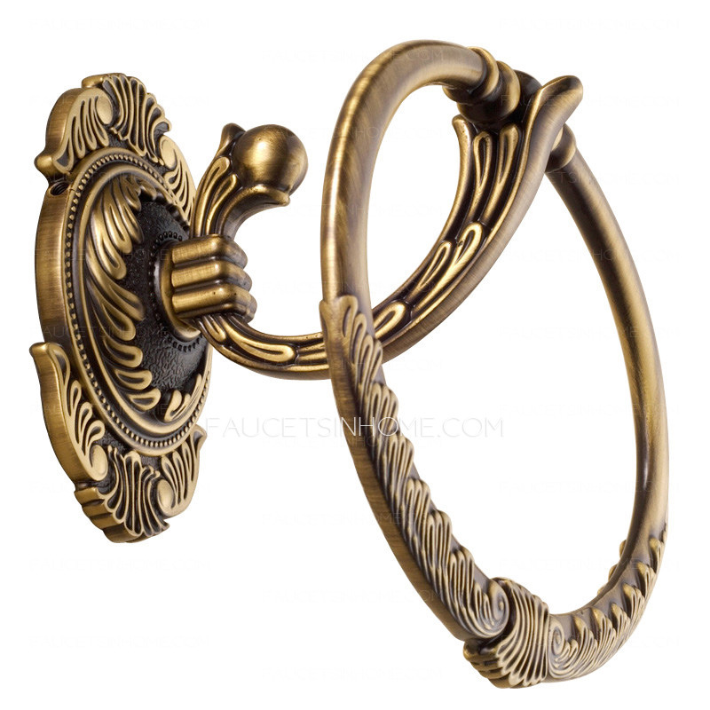 Vintage Carving Antique Brass Country Style Towel Rings