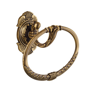 Vintage Carving Antique Brass Country Style Towel Rings