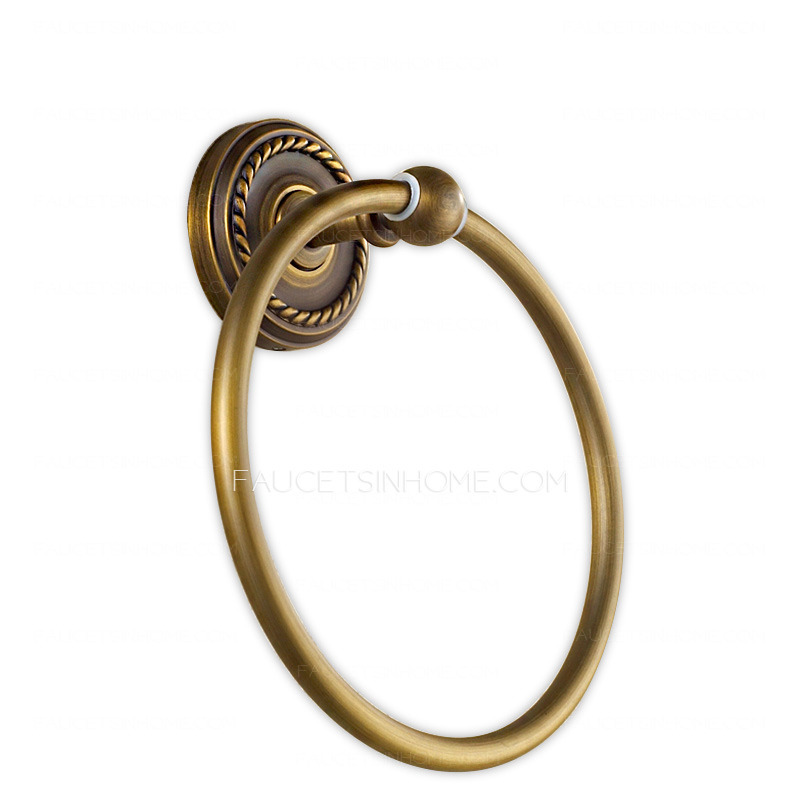 Discount Antique Brass Bathroom Towel Rings Wall Mount