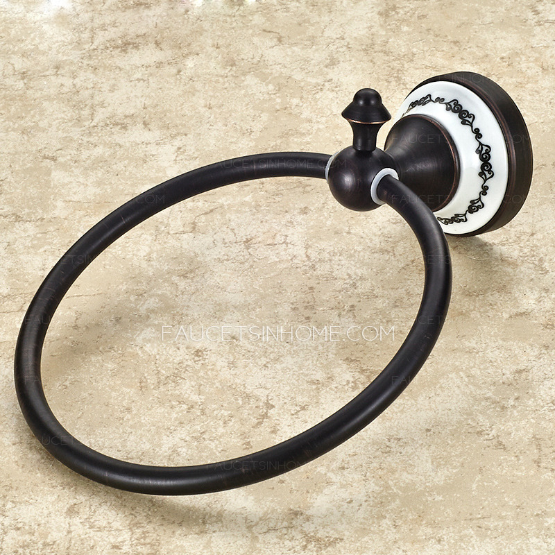 Unique Black Ceramic Decorative Bathroom Towel Rings