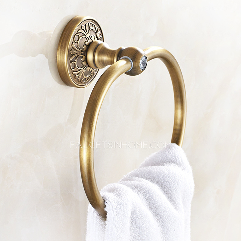 Antique Brass Vintage Carved Chic Towel Rings For Bathroom