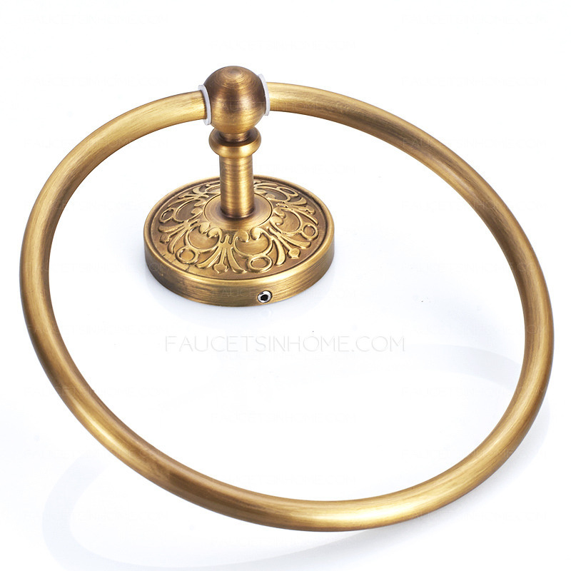 Antique Brass Vintage Carved Bathroom Towel Rings