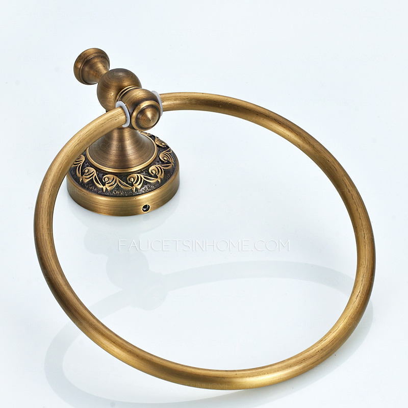 American Style Carved Antique Brass Towel Rings For Bathroom