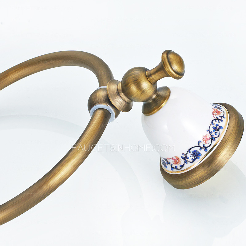 Unique Ceramic Antique Brass Brushed Wall-Mount Towel Rings