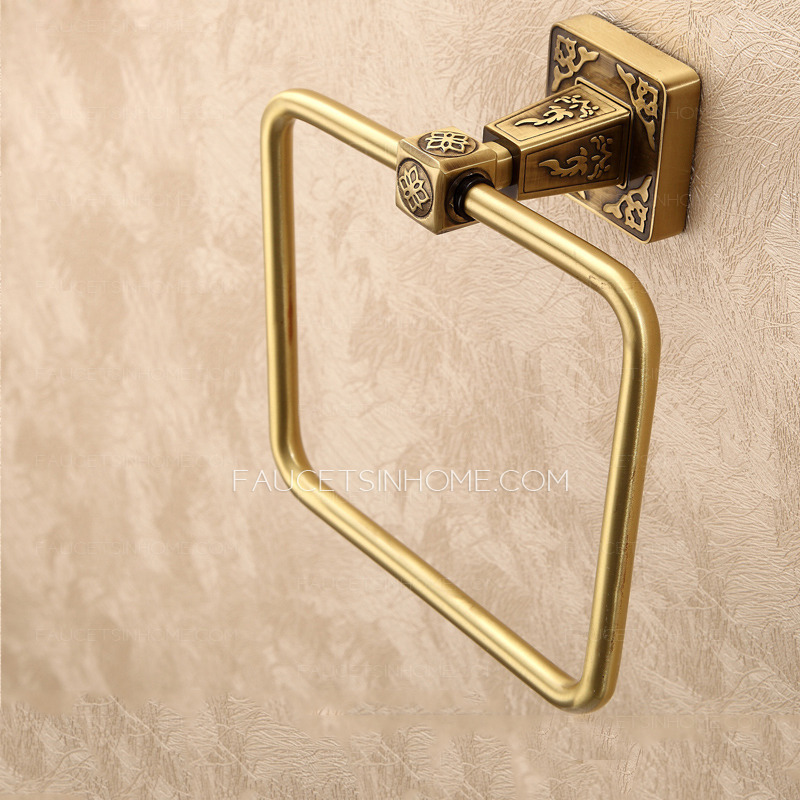 High End Carved Square Shaped Bathroom Towel Rings