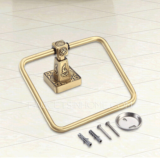 High End Carved Square Shaped Bathroom Towel Rings