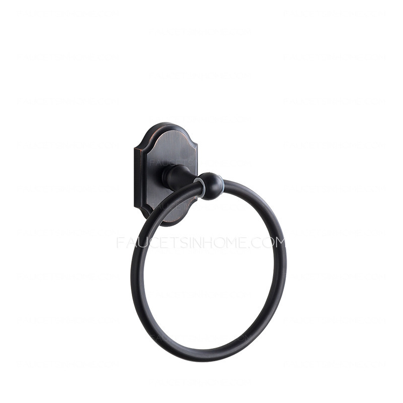 Simple Style Black Brushed Towel Rings For Bathroom