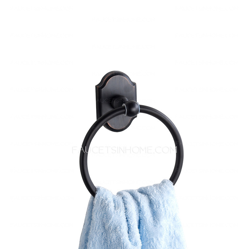 Simple Style Black Brushed Towel Rings For Bathroom