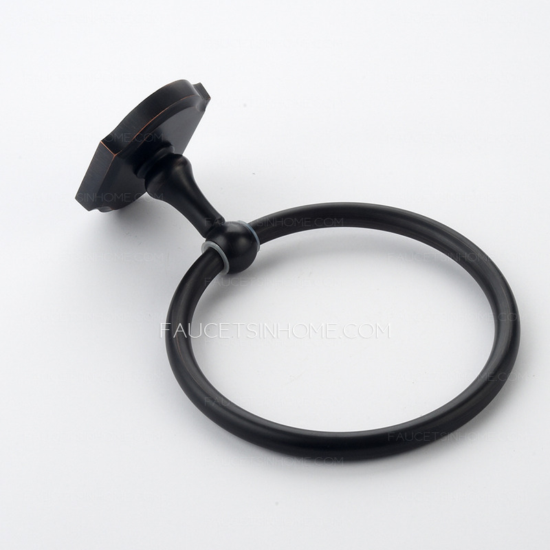 Simple Style Black Brushed Towel Rings For Bathroom