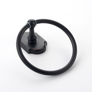 Simple Style Black Brushed Towel Rings For Bathroom