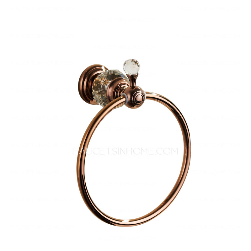 Luxury Brass Rose Gold Diamond Towel Rings For Bathroom