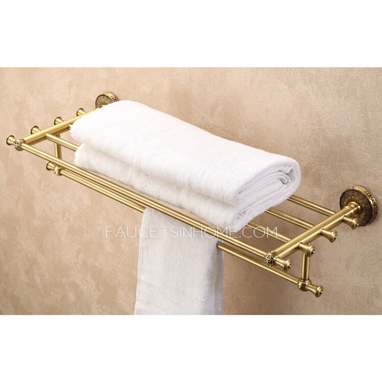 High End Antique Brass Carved 4-set Bathroom Accessory Sets