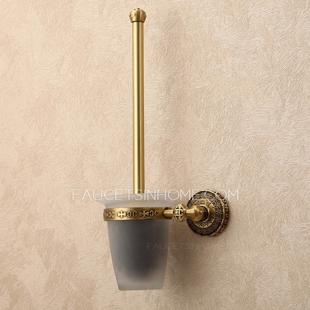 High End Antique Brass Carved 4-set Bathroom Accessory Sets