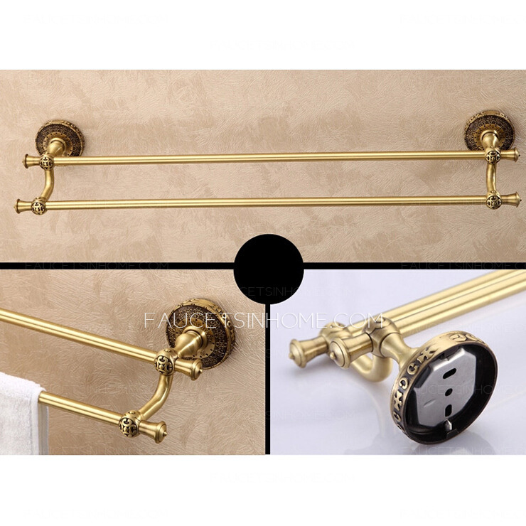 High End Antique Brass Carved 4-set Bathroom Accessory Sets