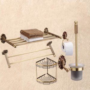 Advanced 5-piece Antique Brass Bathroom Accessory Sets