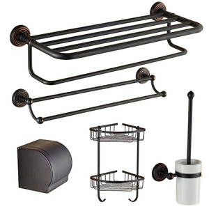 5-Piece Black Brass Oil Rubbed Bronze Bathroom Accessory Sets