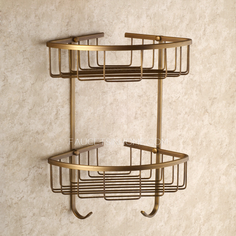 Vintage Antique Brass European Style 5-piece Bathroom Accessory Sets