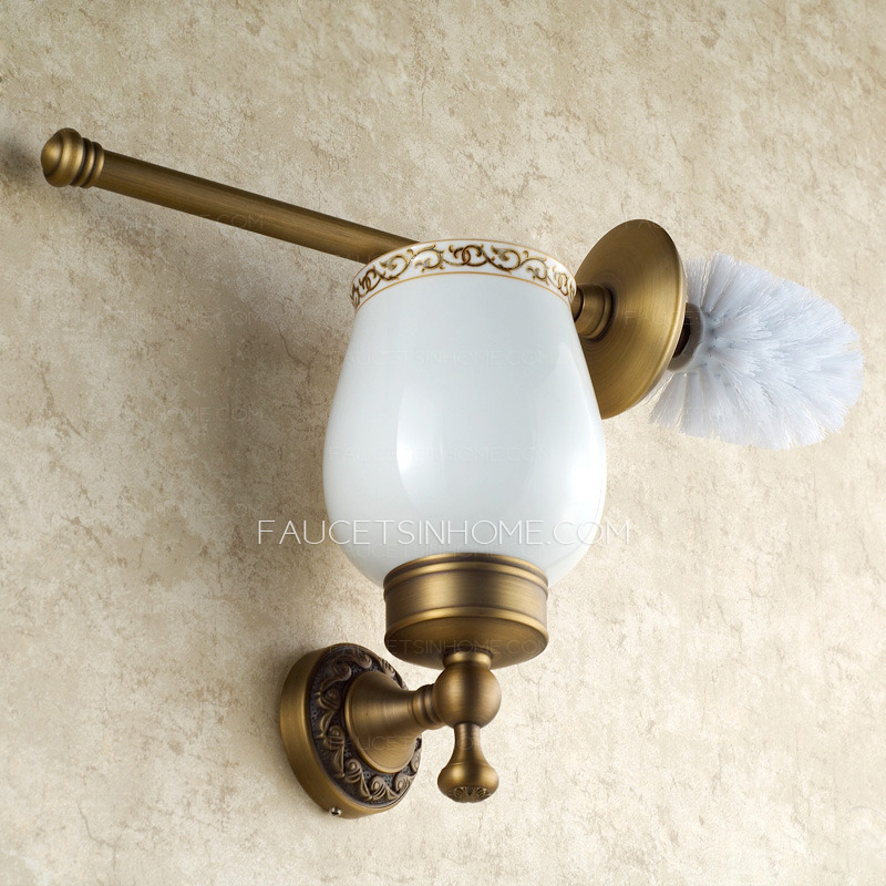 American Style Carved Antique Brass 5-Piece Bathroom Accessory Sets