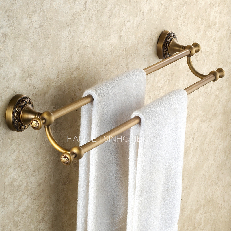 American Style Carved Antique Brass 5-Piece Bathroom Accessory Sets