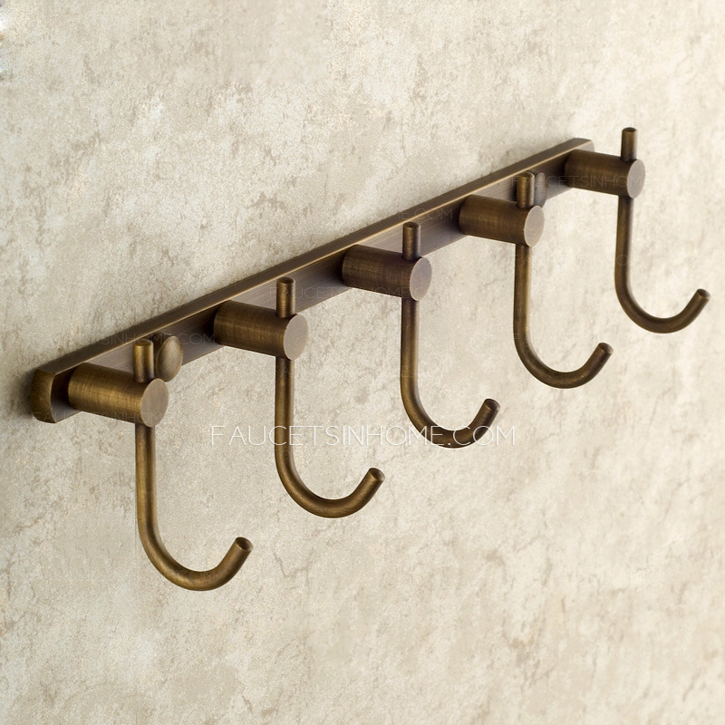 American Style Antique Brass 6-Piece Carved Bathroom Accessory Sets