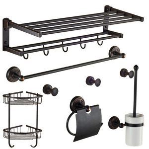 Foldable Black Oil Rubbed Bronze 6-Piece Bathroom Accessory Sets